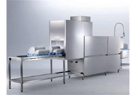 Abwaschmaschine Korbdurchlauf mit Besteckband